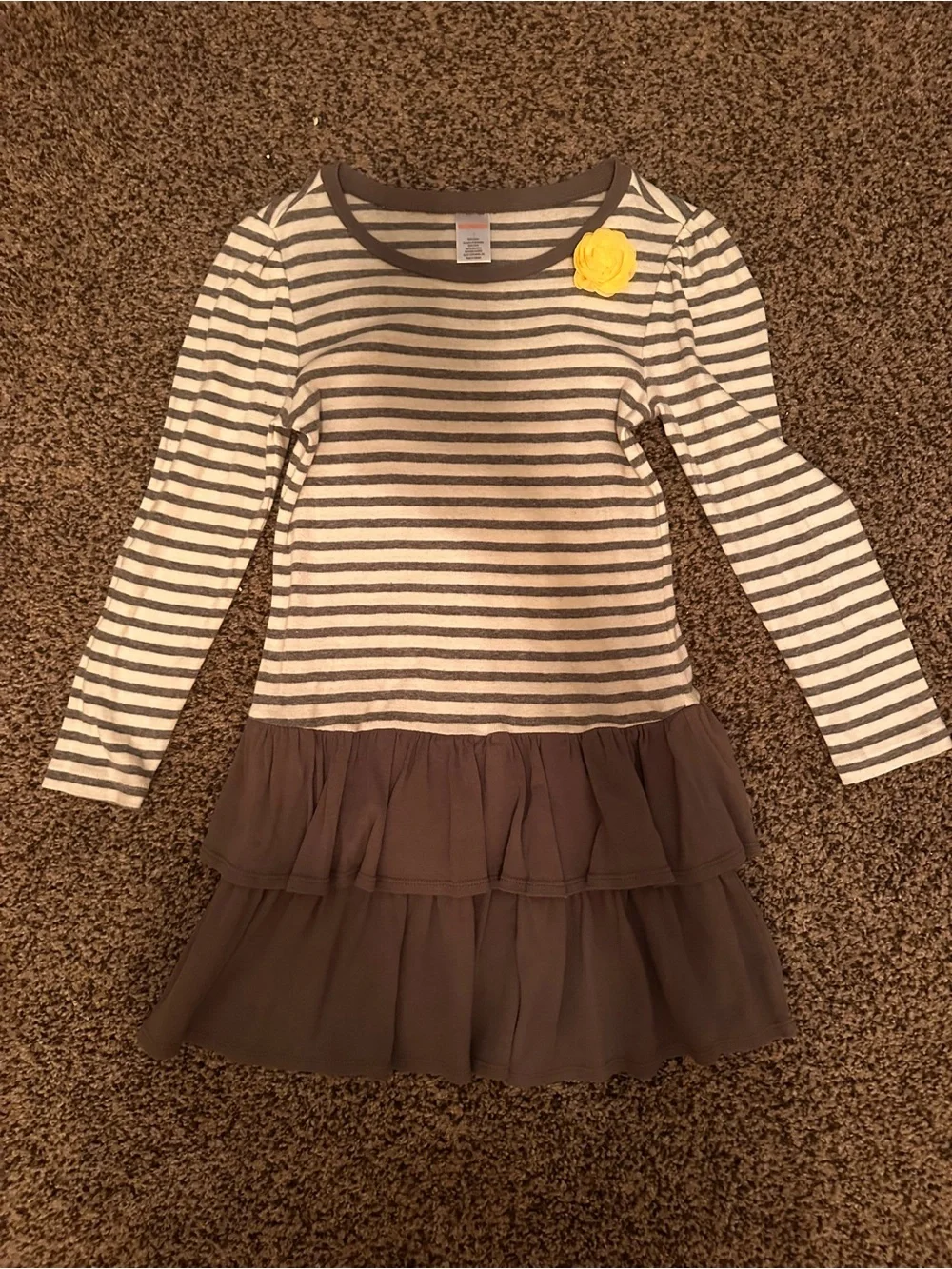 Gymboree Black Dress with Bright Pink Floral Print
